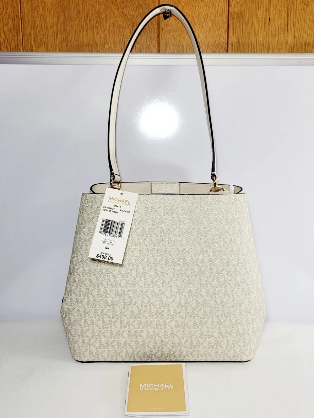 Michael Kors Pratt Medium MK Logo Bucket Shoulder Bag.